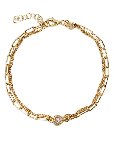 Argento Vivo Two Layer Chain Heart Bracelet In 18k Gold Plated Sterling Silver