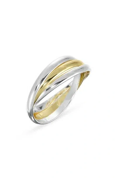 Argento Vivo Two-tone Crisscross Layered Band Ring In Gold/silver