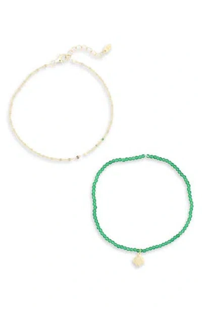Argento Vivo Two-piece Heart Charm & Chain Bracelet Set In Gold
