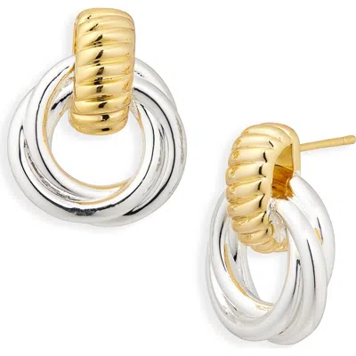 Argento Vivo Two-tone Twisted Doorknocker Drop Earrings In Silver