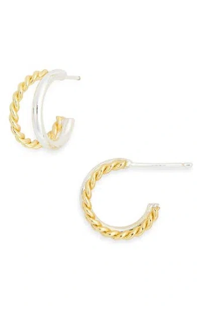 Argento Vivo Two-tone Twisted Double Hoop Earrings In Gold