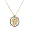Argento Vivo Vermeil Cz Hamsa Evil Eye Necklace