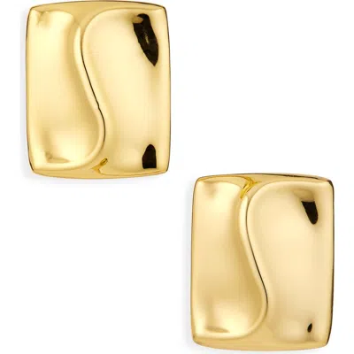 Argento Vivo Wavy Rectangle Bar Stud Earrings In Gold