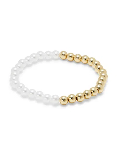 Argento Vivo Women's 14k Goldplated & Faux Pearl Beaded Bracelet In Brass