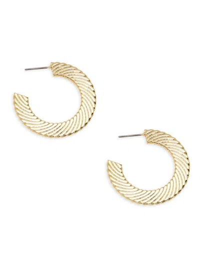 Argento Vivo Women's 14k Goldplated Etched Flat Hoop Earrings