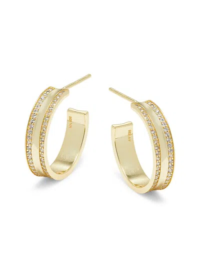 Argento Vivo Women's 18k Goldplated Sterling Silver & Cubic Zirconia Half Hoop Earrings