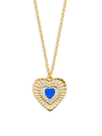 Argento Vivo Women's 18k Goldplated Sterling Silver, Cubic Zirconia & Enameled Heart Pendant Necklace