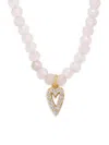 ARGENTO VIVO WOMEN'S 18K GOLDPLATED STERLING SILVER, CUBIC ZIRCONIA & ROSE QUARTZ BEADED NECKLACE