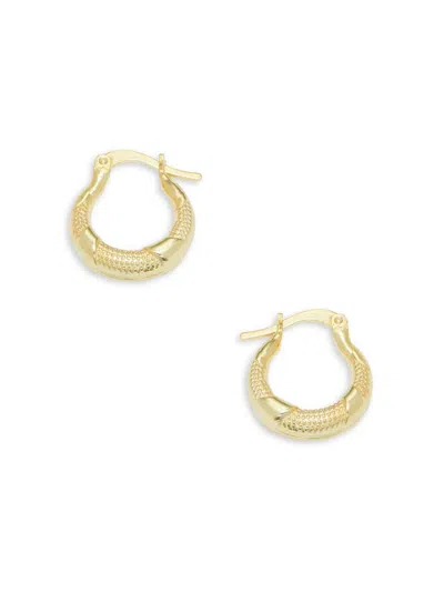 Argento Vivo Women's 18k Goldplated Sterling Silver Textured Hoop Earrings