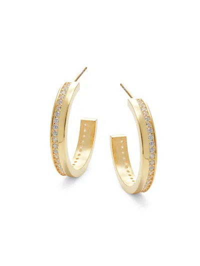Argento Vivo Women's 18k Yellow Goldplated Sterling Silver & Cubic Zirconia Half Hoop Earrings