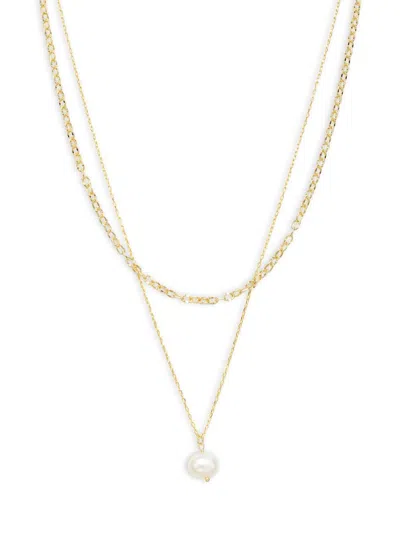 Argento Vivo Women's 18k Yellow Goldplated Sterling Silver & Faux Pearl Layered Necklace
