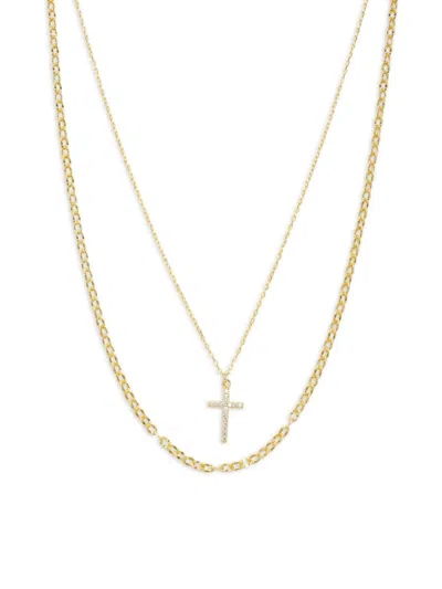 Argento Vivo Women's 18k Yellow Goldplated Sterling Silver Cross Pendant Layered Necklace