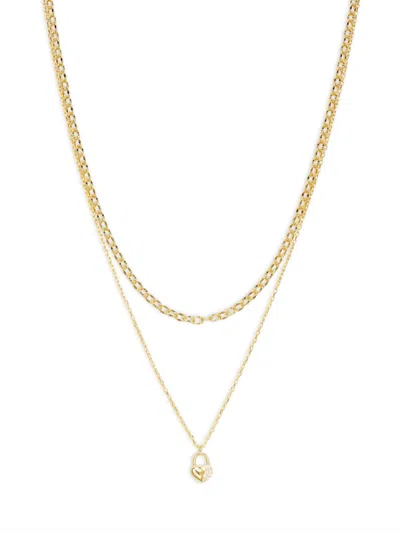 Argento Vivo Women's 18k Yellow Goldplated Sterling Silver Heart Layered Chain Necklace