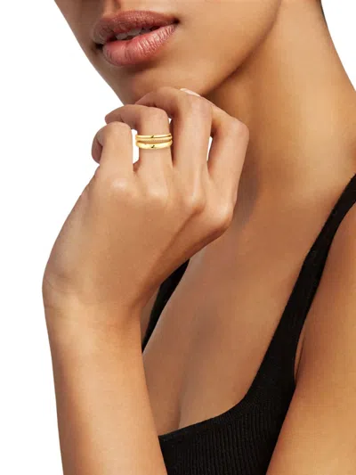 Argento Vivo Women's 3-piece 18k Goldplated Sterling Silver Ring Set