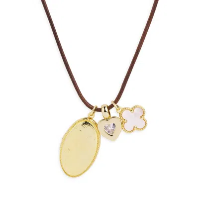 Argento Vivo Women's Gold Charm Cord Locket Necklace