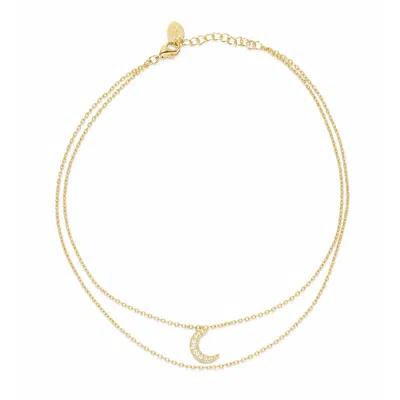 Argento Vivo Women's Gold Double Chain & Moon Anklet