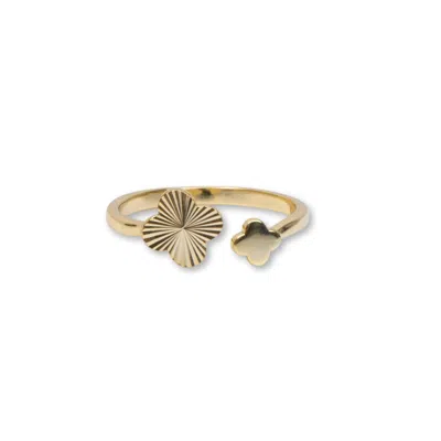 Argento Vivo Women's Gold The Clover Bypass Ring