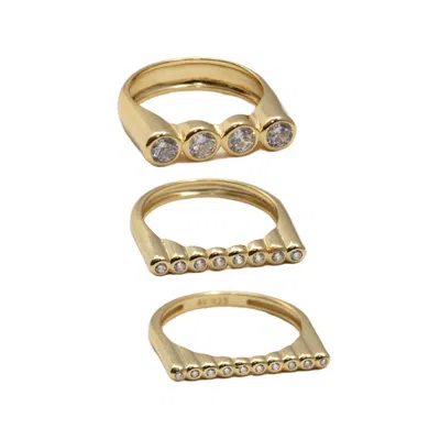 Argento Vivo Women's Gold The Gemma Ring Stack