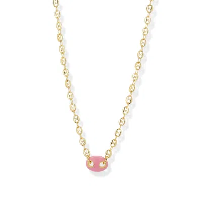 Argento Vivo Women's Gold The Pink Enamel Mariner Chain Necklace