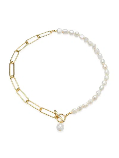 Argento Vivo Women's Studio 14k Goldplated & 8.68mm Baroque Organic Freshwater Pearl Necklace In Brass