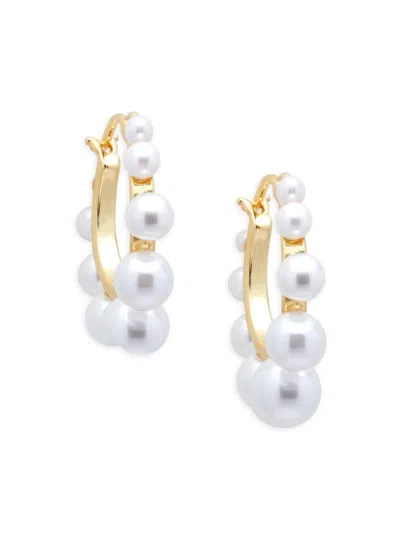 Argento Vivo Women's Studio 14k Goldplated & Simulated Pearl Hoop Earrings In Brass
