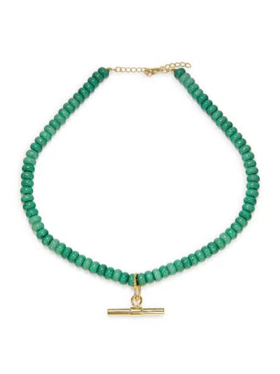 Argento Vivo Women's Studio 14k Goldplated & Jade Toggle Pendant Necklace In Green