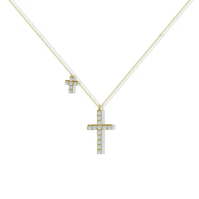 Argento Vivo Women's The Cz Double Cross Pendant - Gold