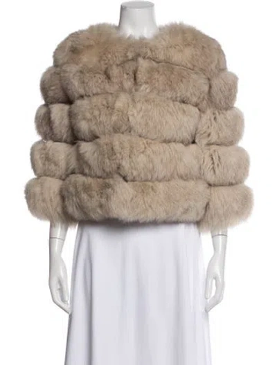 Pre-owned Aria Moda Linen Fur Coat In Neutral