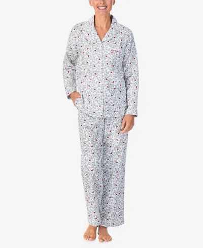 Aria Women's Long Sleeve Pajama Set In Winter White Cardinal