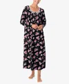 Aria Women's Long Sleeve Sleepshirt In Black Floral Print