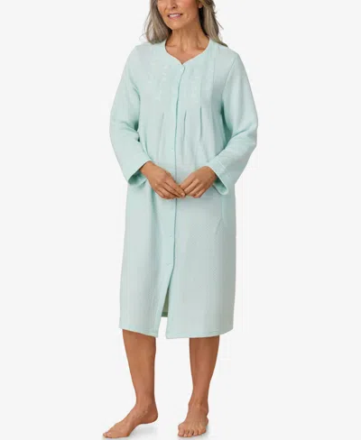 Aria Women's Long Sleeve Waltz Snap Front Mint Robe