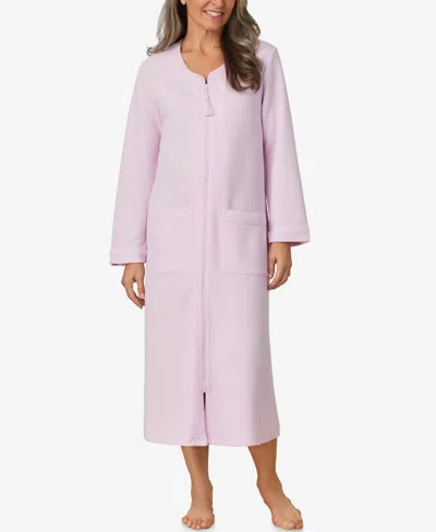 Aria Women's Long Sleeve Zip Robe In Lt Pink