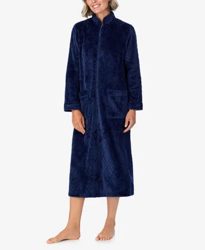 Aria Women's Long Sleeve Zip Robe In Navy