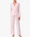 Aria Women's Notch Collar And Long Pant Pajama Set In Pink