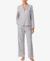 Aria Women's Notch Collar And Long Pant Pajama Set In White
