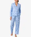 Aria Women's Notch Collar And Long Pant Pajama Set In Multi