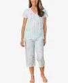 Aria Women's Short Sleeve Capri Pajama Sets In Aqua Floral