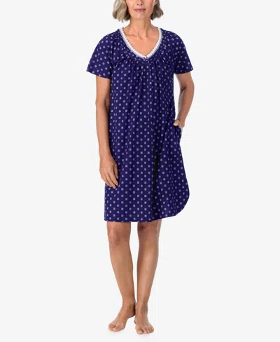 Aria Women's Short Sleeve Sleepshirt In Blue Geo