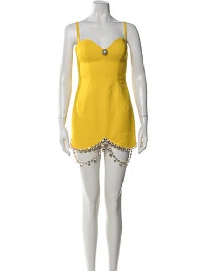 Pre-owned Aria Wool Mini Dress In Yellow