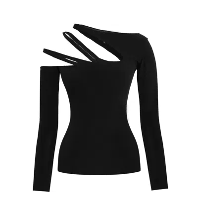 Ariana Bestepe Women's Asymmetric One-shoulder Black Top