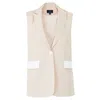 Ariana Bestepe Women's White Sleeveless Beige Blazer In White
