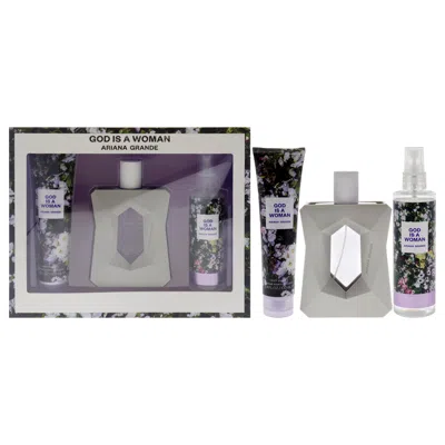 Ariana Grande God Is A Woman By  For Women - 3 Pc Gift Set 3.4oz Edp Spray, 4oz Body Mist, 3.4oz Body In Gray