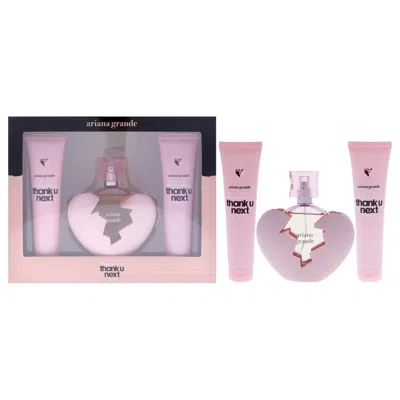 Ariana Grande Thank U Next By  For Women - 3 Pc 3.4oz Edp Spray, 3.4oz Body Souffle, 3.4oz Bath And S In Pink