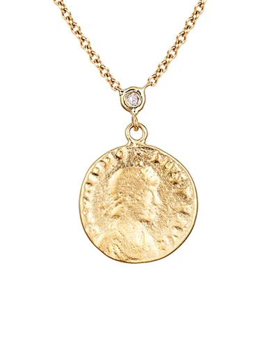 Ariana Rabbani 14k 0.03 Ct. Tw. Diamond Roman Coin Necklace In Metallic