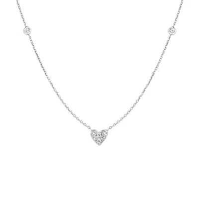 Ariana Rabbani Diamond Heart & Two Sided Diamond Necklace White Gold
