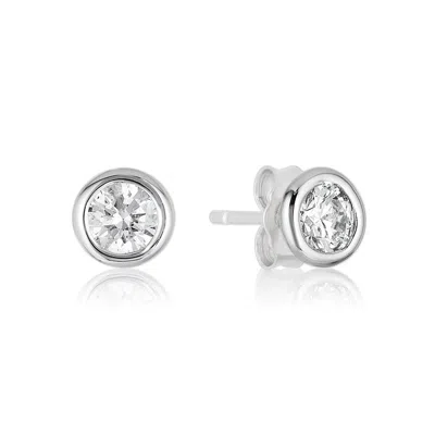 Ariana Rabbani Rose Gold Diamond Stud Earrings In White