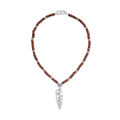 Arianne Delaney Women's Fragment Of A Shell Pendant Beaded Necklace Sterling Silver In Metallic