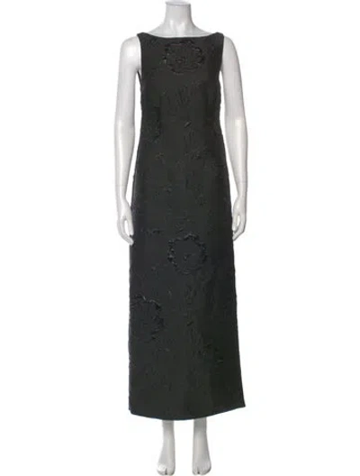 Pre-owned Arianne Elmy Bateau Neckline Long Dress In Black