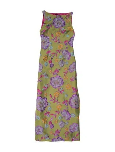 Pre-owned Arianne Elmy Floral Print Knee-length Dress In Green