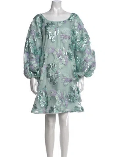 Pre-owned Arianne Elmy Floral Print Mini Dress In Blue